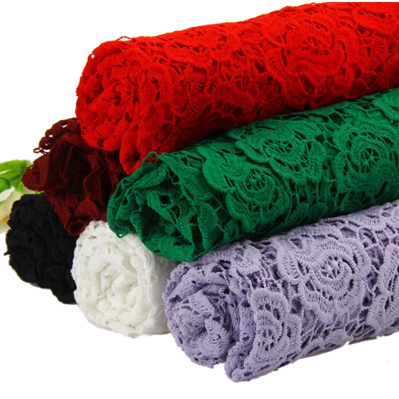 encaje de seda de leche, encaje de poliéster / nylon, encaje de algodón, telas